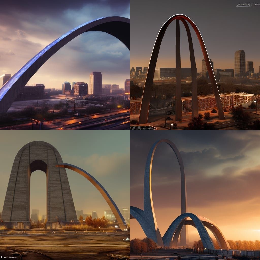 Post-Apocalyptic Gateway Arch: Detailed Matte Painting