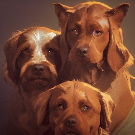 Hyperdetailed Portrait of Chocolate Labrador Dog Family