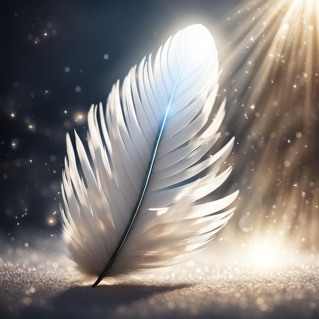 Surreal Bird Immersed in Blinding Light of a Feather