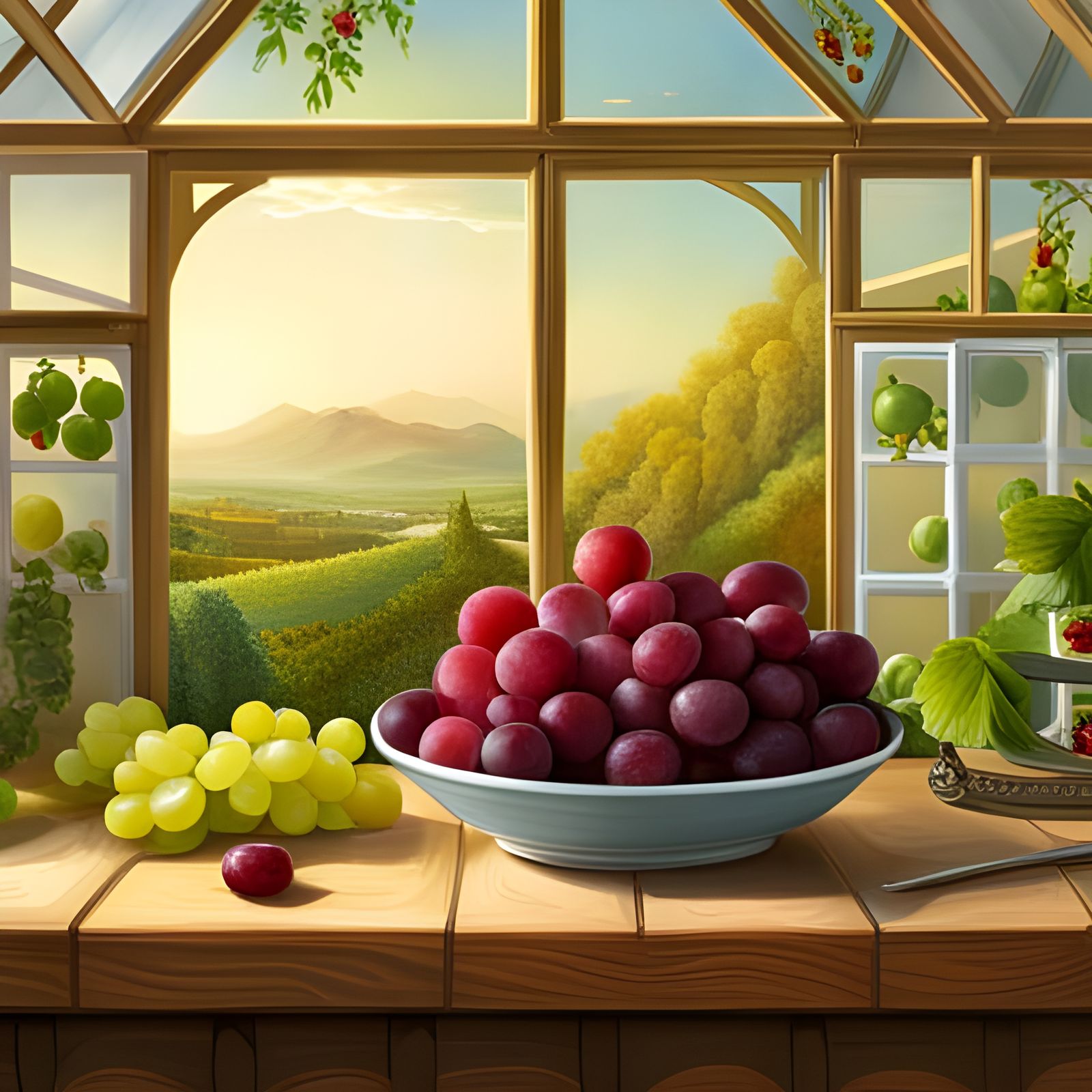 Colorful Grapes Still Life in Candy Art Style