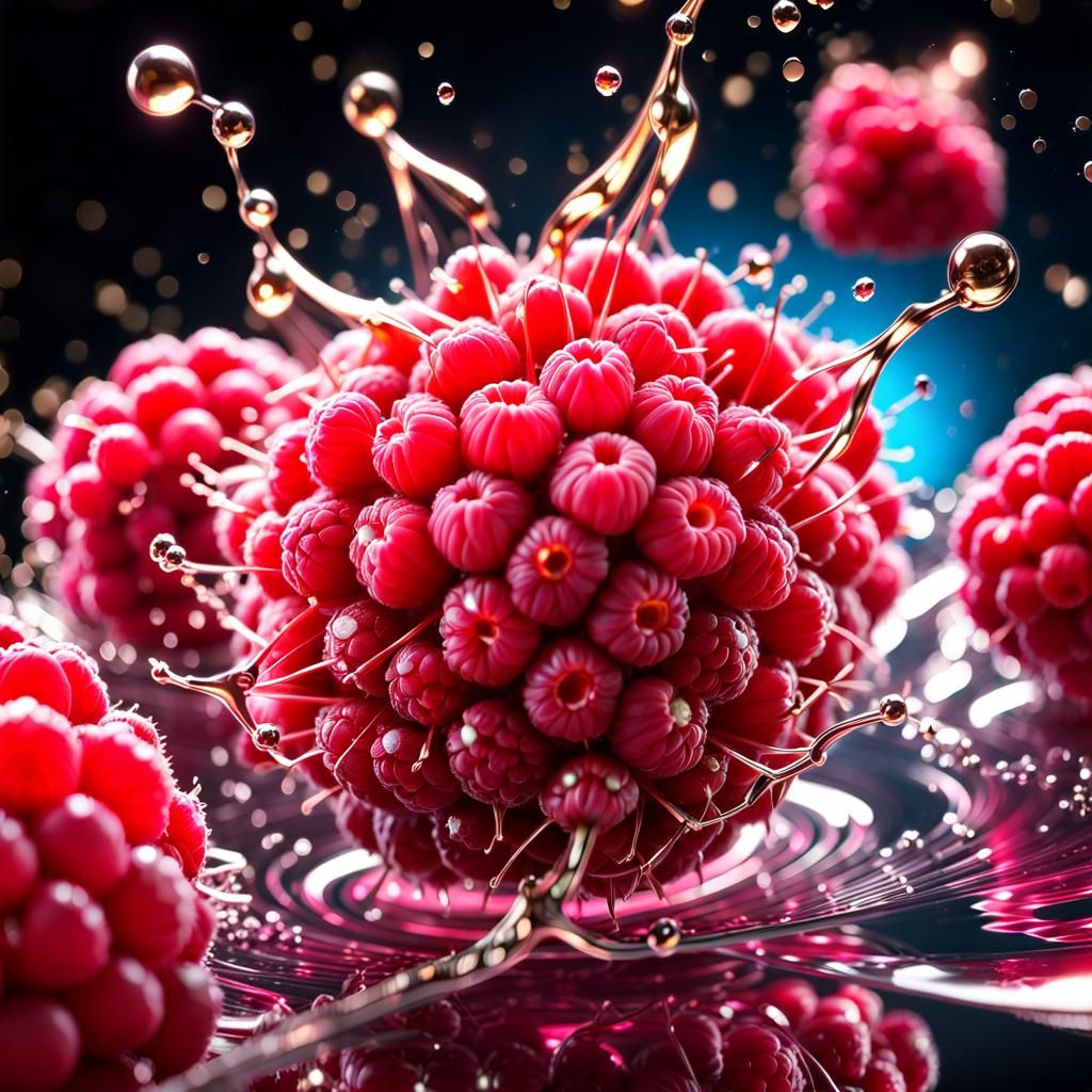 Magical Flying Raspberries with Liquid and Light