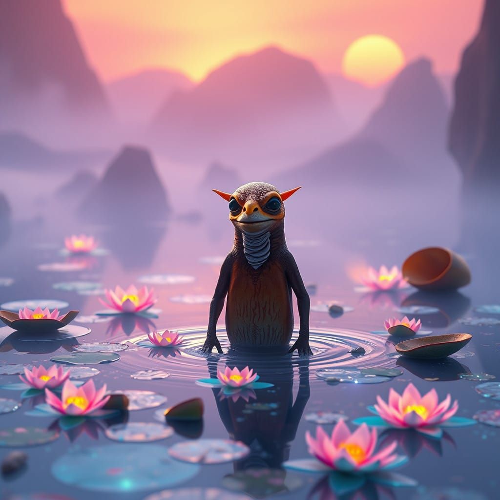 Whimsical Naboo Scene in Cyberpunk Style with Unreal Engine...