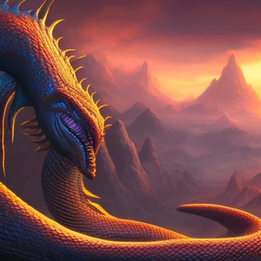 Jormungandr: World Serpent in Detailed Matte Painting