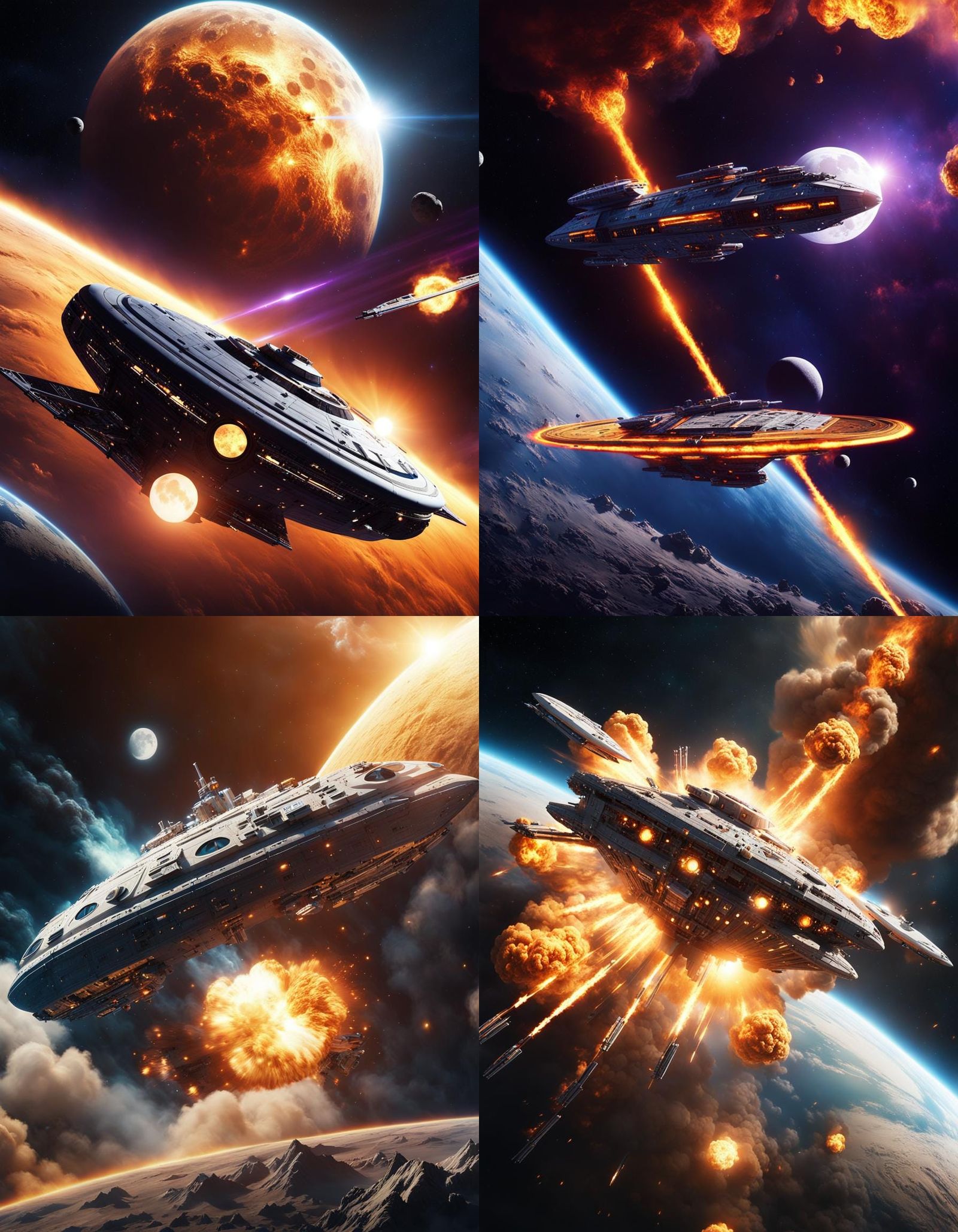 Star Cruiser Nuclear Explosion in Deep Space