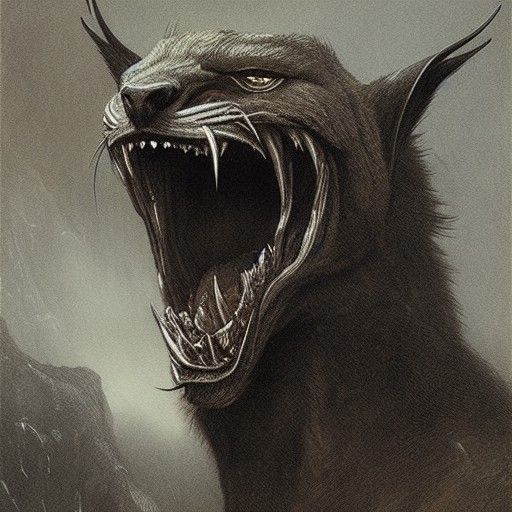 Fearsome Caracal Horror Monster with Fangs