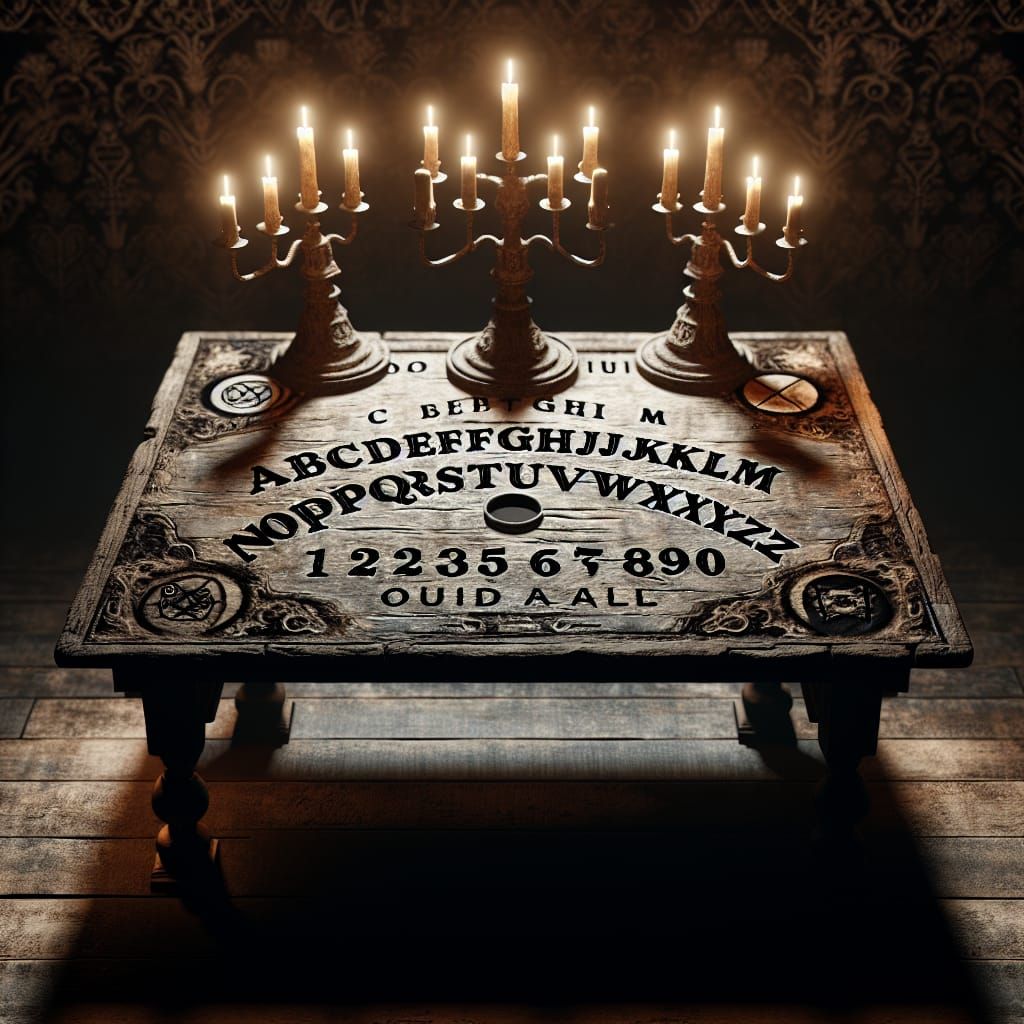 Haunting Medieval Scene with Ouija Table in 3D