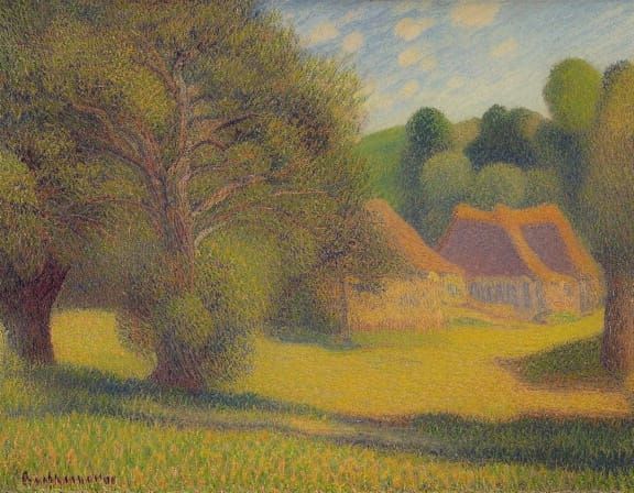 Impressionistic Village Landscape at Dawn
