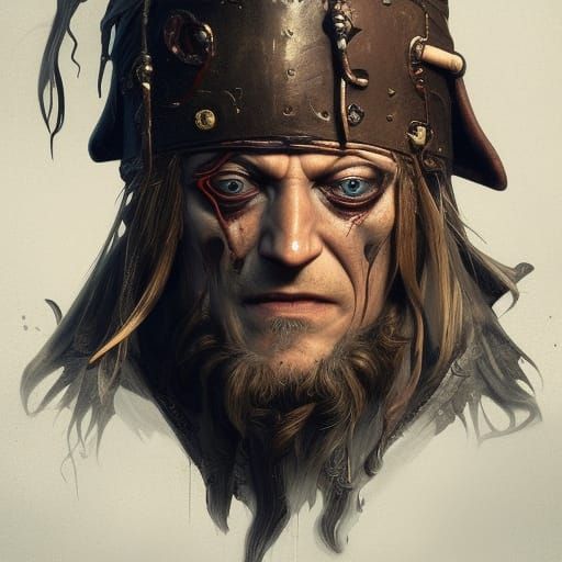Undead Pirate Captain: Detailed Digital Portrait