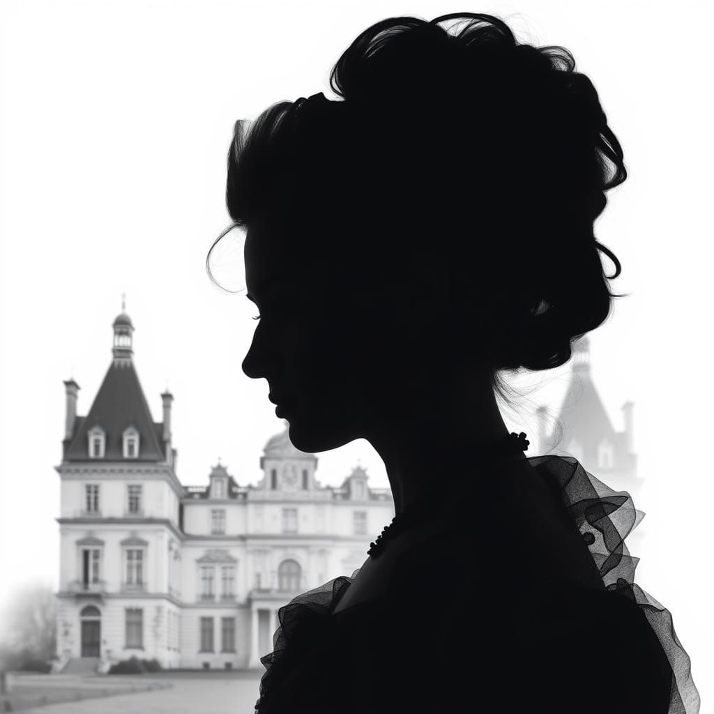 Marie Antoinette Silhouette Amidst Versailles Scenery