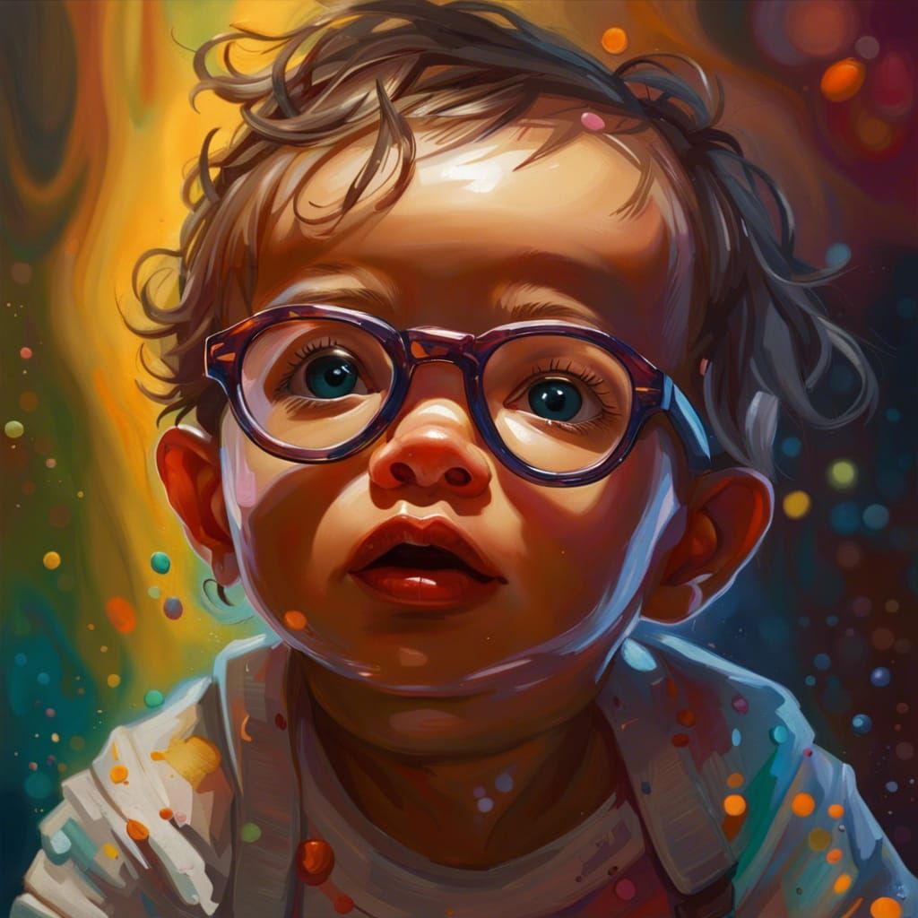 Hyperrealistic Baby with Glasses in Womb