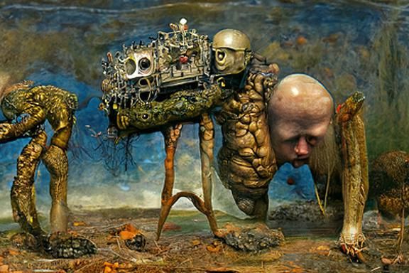 Bizarre Surreal Diorama of a Monster Cyborg Adventure