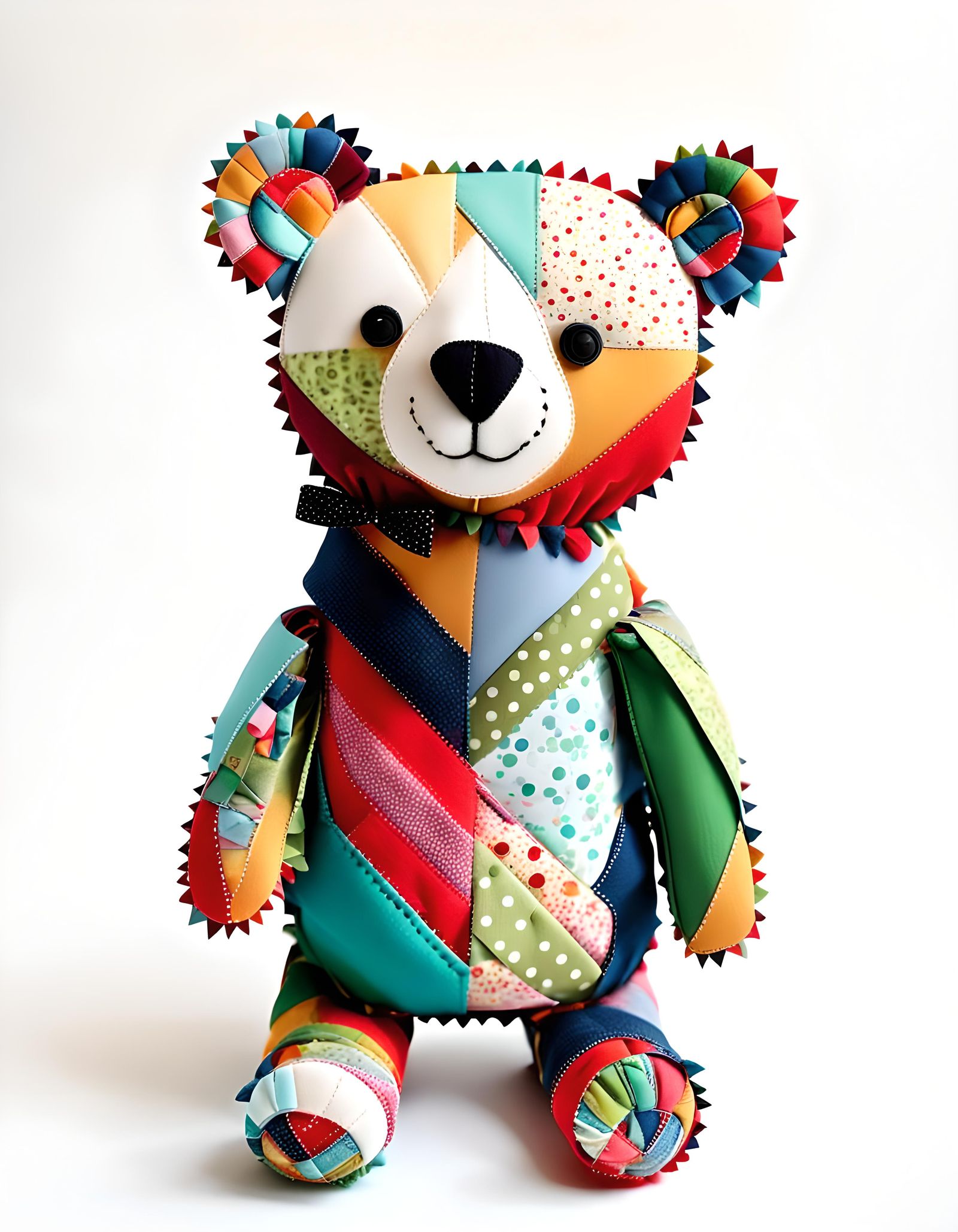 Fabric Scrap Bear on White Background