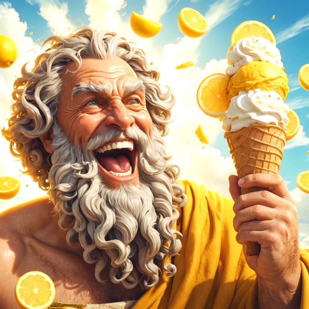 Eureka! 
With a big smile of glee bald Ancient Greek scholar...