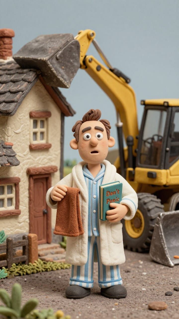 Claymation Nicolas Cage with Towel and Book