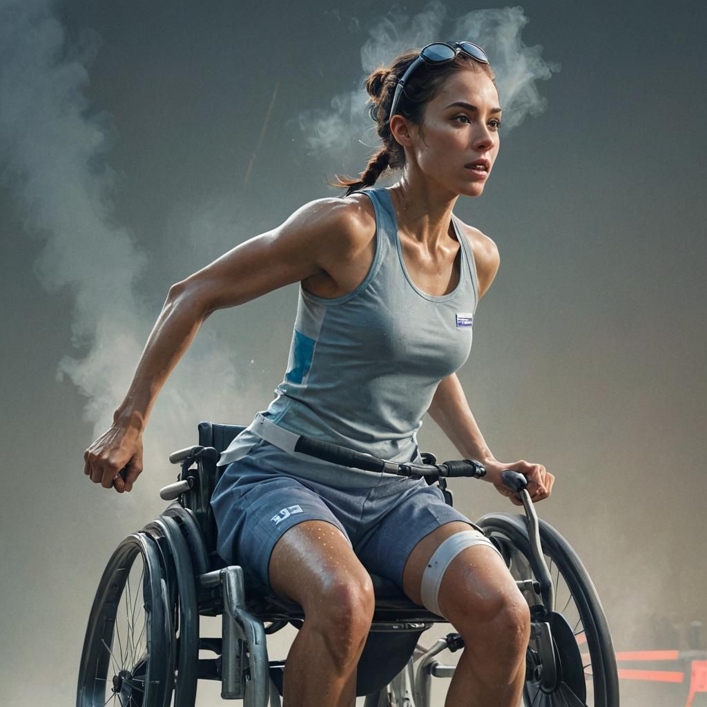 Victorious Athlete in High-Tech Wheelchair Concept Art