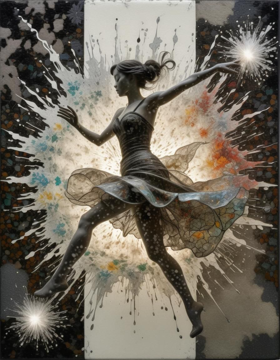 Exploding Frozen Fire Dance in Tessellated Velvet