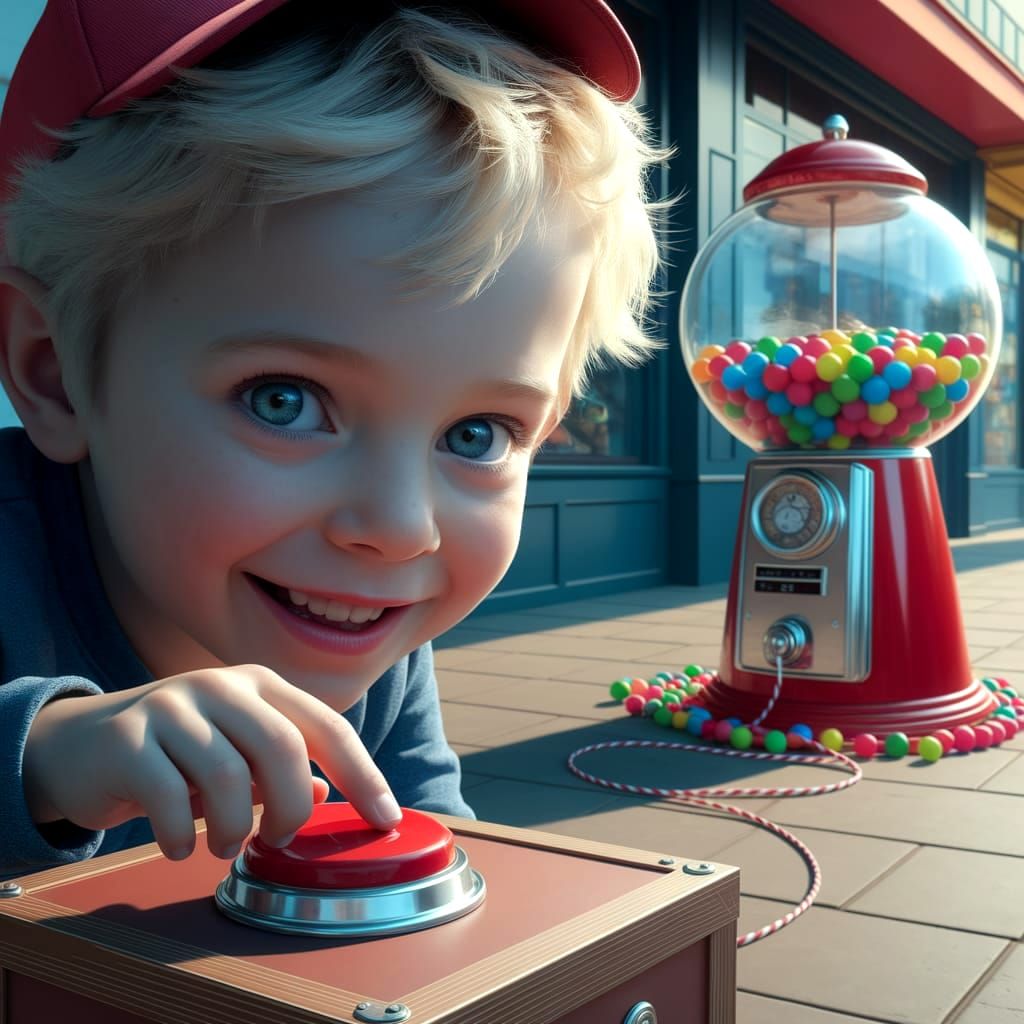 Hyperrealistic Close-Up of a Young Boy on the Brink of Destr...