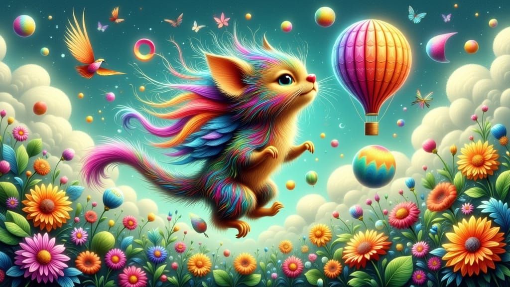 Woodland Creature Soaring in Surreal Landscape