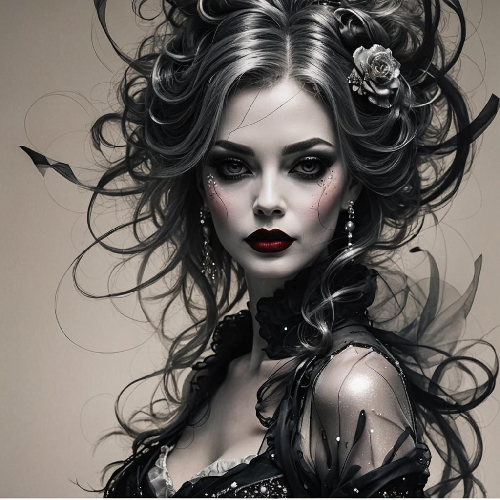 Elegant Woman with Grey Hair and Silver Eyeshadow