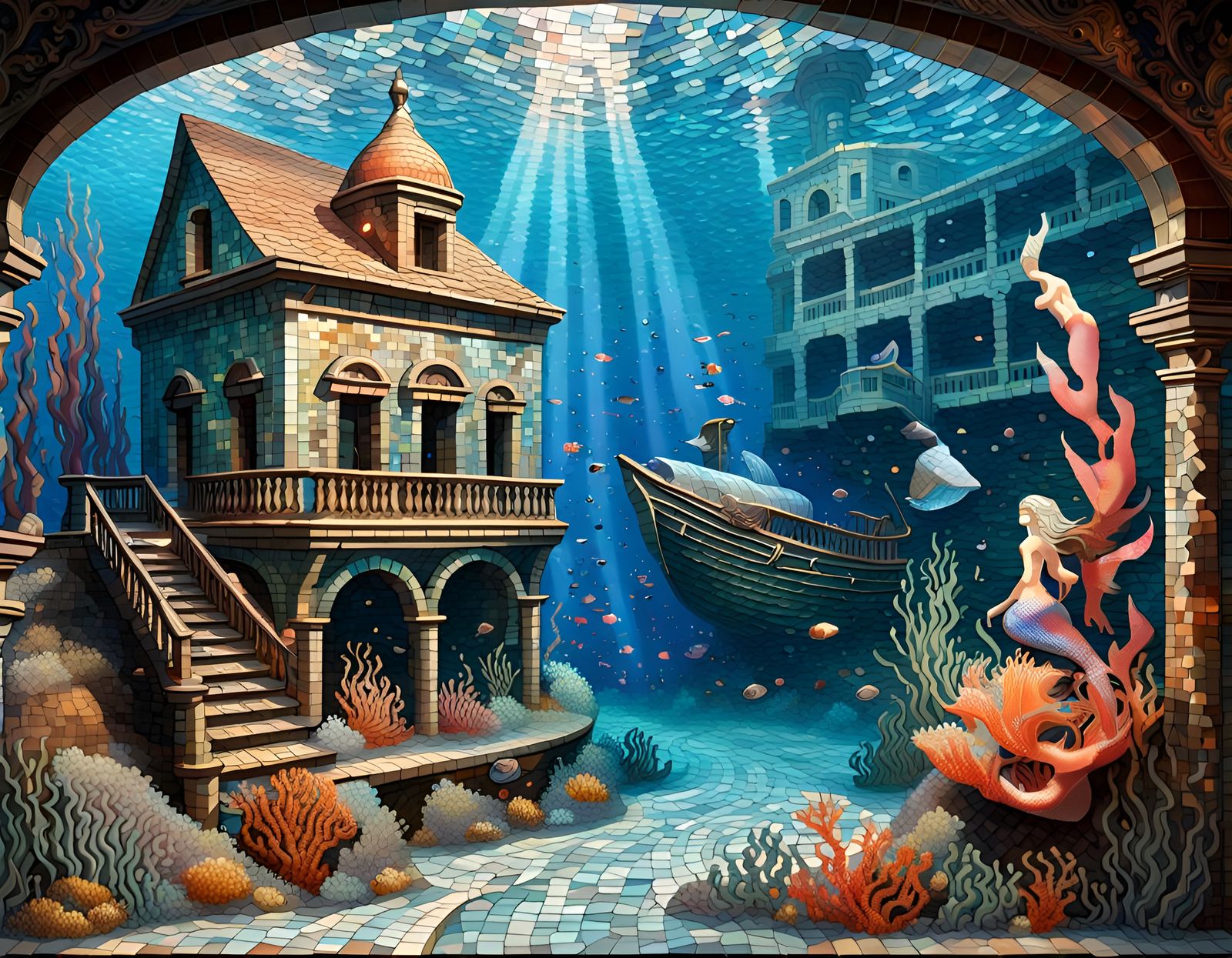 Simple Mosaic Underwater Town