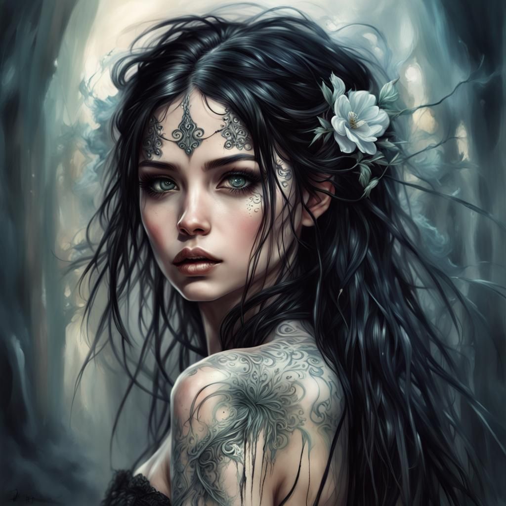 Gothic Darkling Portrait in Airbrush Style