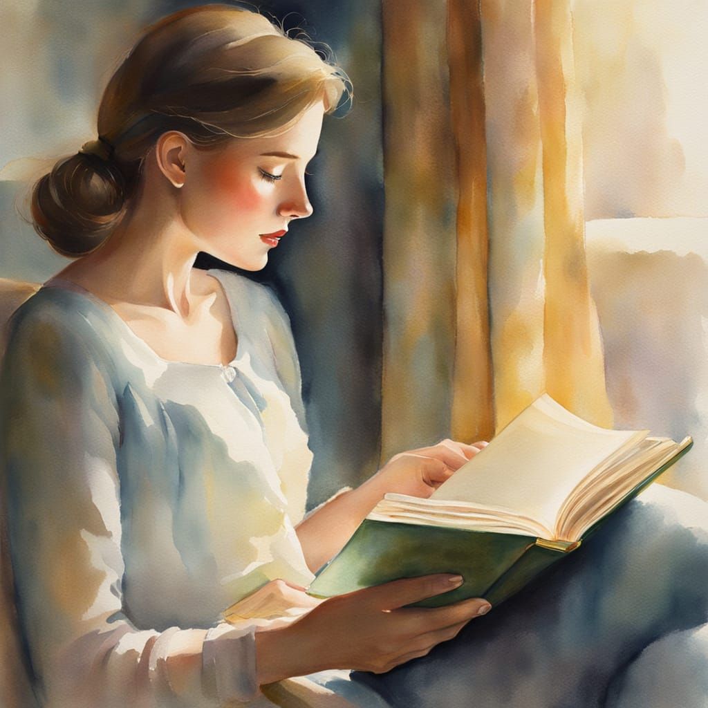 Whimsical Lady in a Dreamy Watercolour World