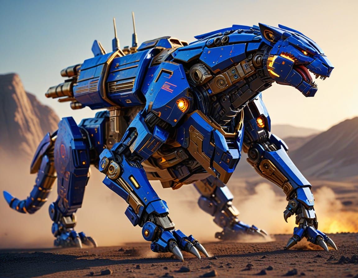 Running Machine Panther Zoid in Mech Anime Style