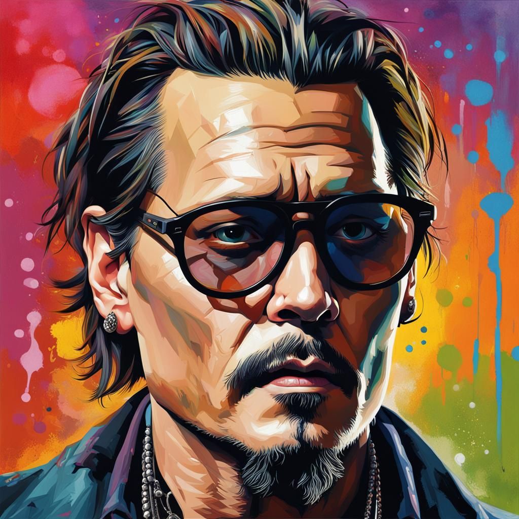 Dramatic Hyperrealistic Portrait with Colorful Accents