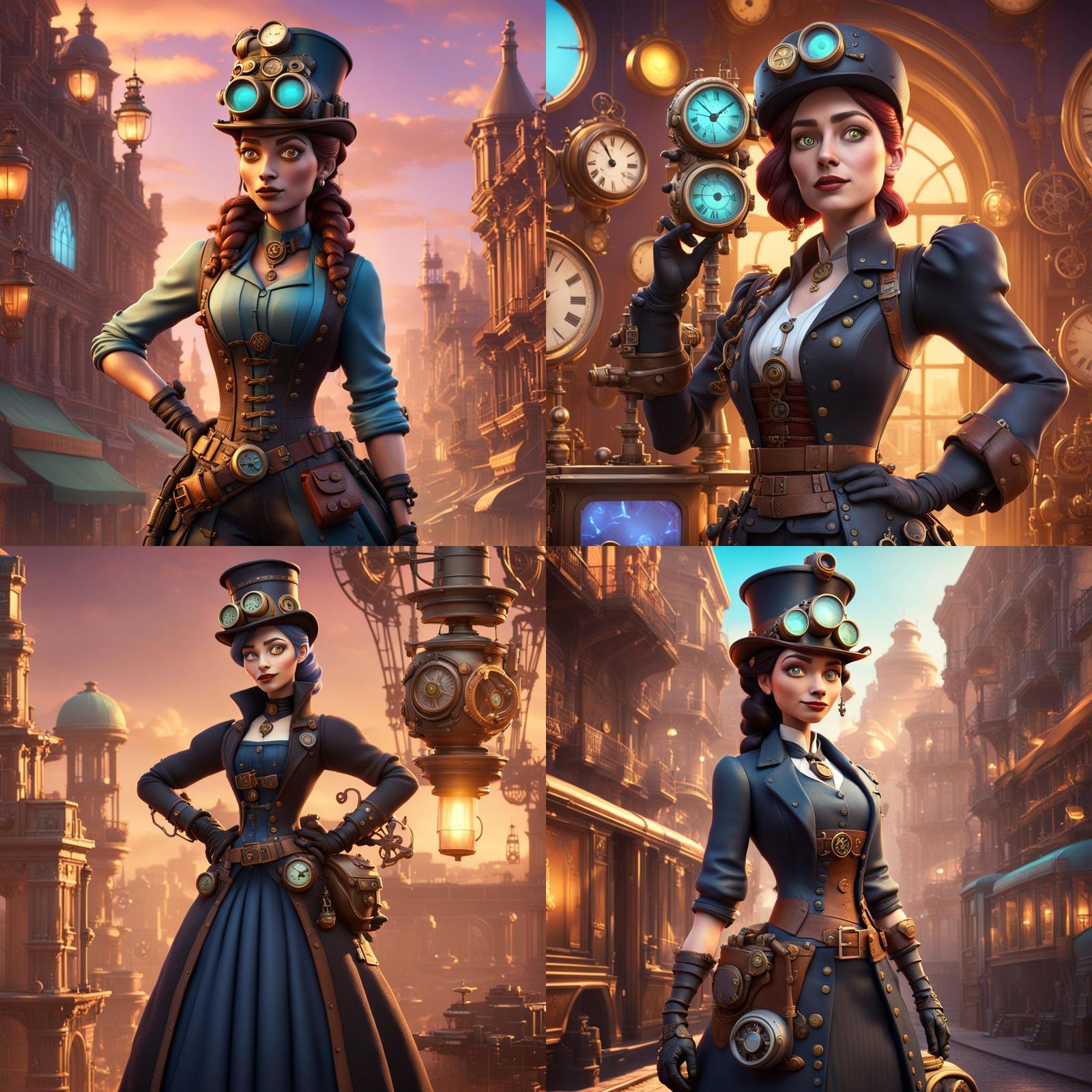 Steampunk Character in Bright 3D Digital Art