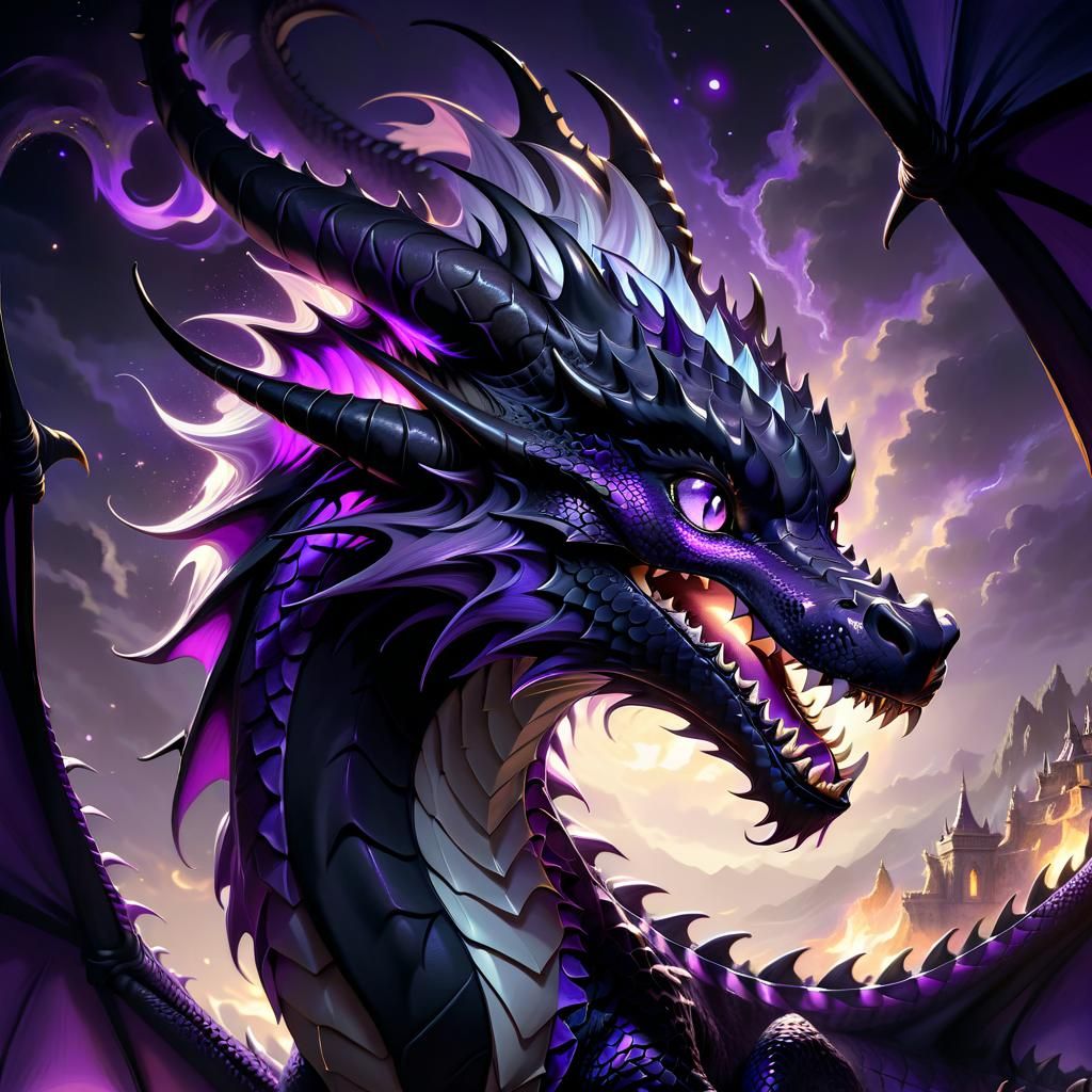 Epic Ombre Dragon Roaring in Anime Fantasy Style