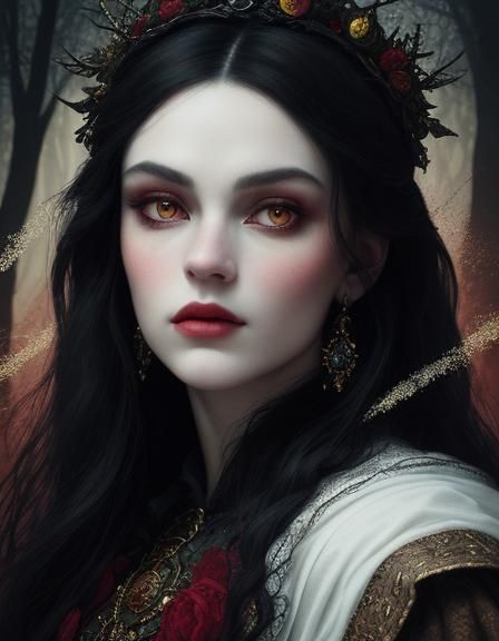 A beautiful woman (Snow White) wearing simple tops. İAmazing...