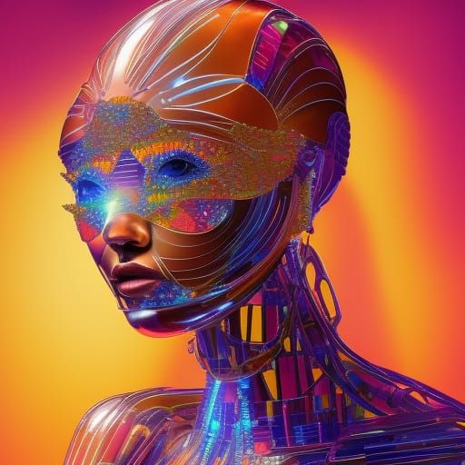 Crystal Lady Robot Digital Illustration