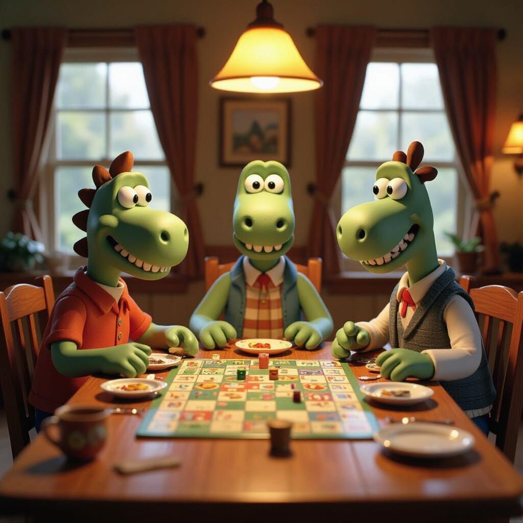 Claymation Dinosaurs Play Monopoly: Stop-Motion Animation