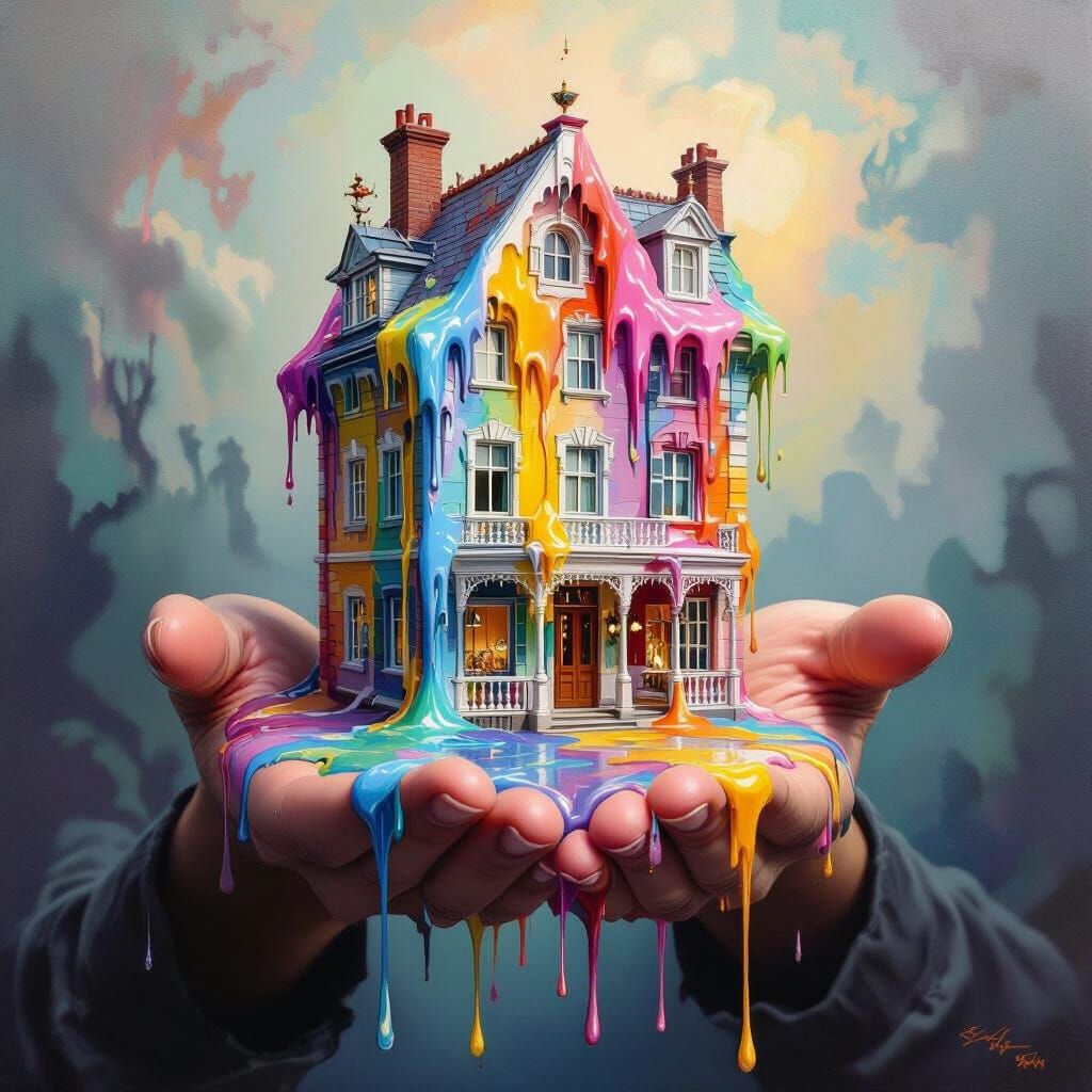 Surreal Melting Hotel Art With Vibrant Dripping Paint