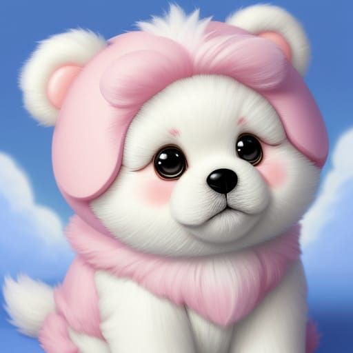 Cute Cloud-Like Puppy in Kawaii Art Style