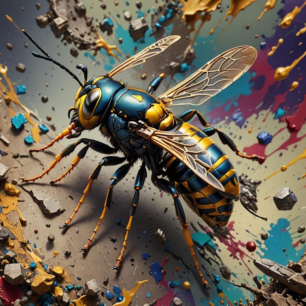 Hyper-Realistic War Wasp in Hyperrealism Style