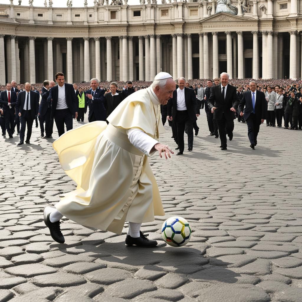 Pope Plays Soccer in San Peter Square