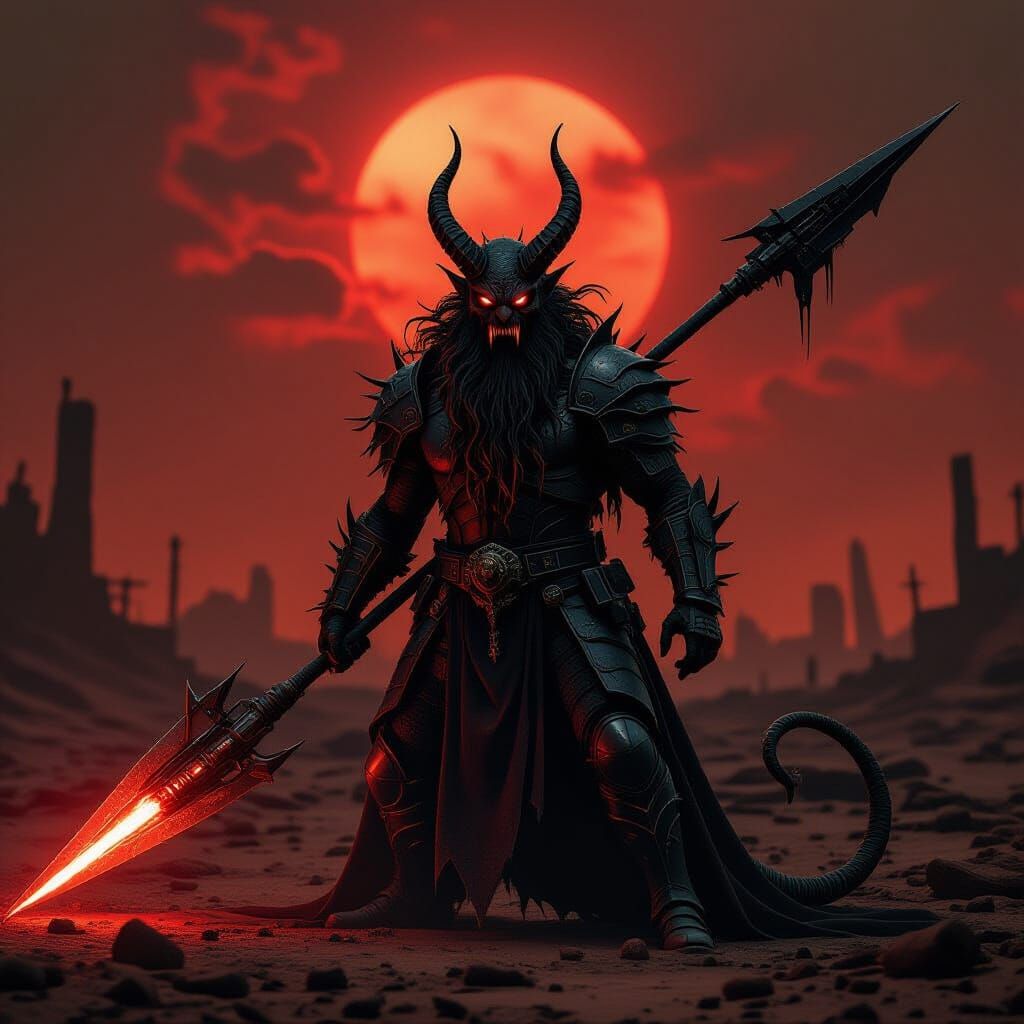 Barbazu Devil with Snake Beard in Avernus Wasteland