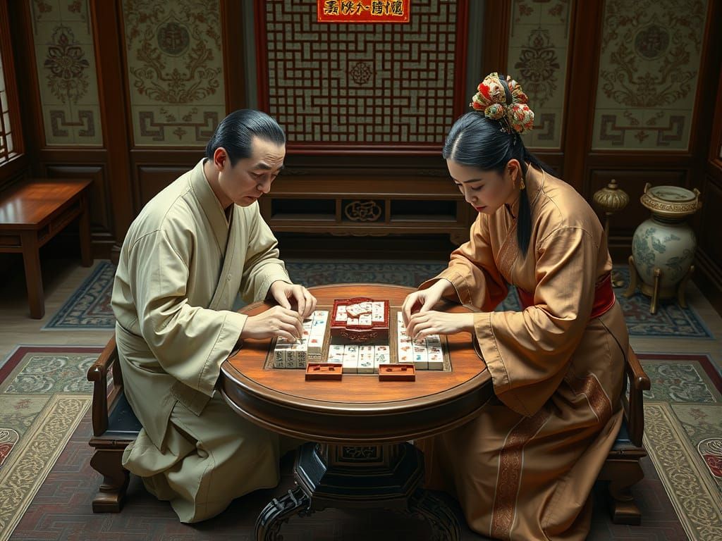 Mahjong Game in Traditional Chinese Style