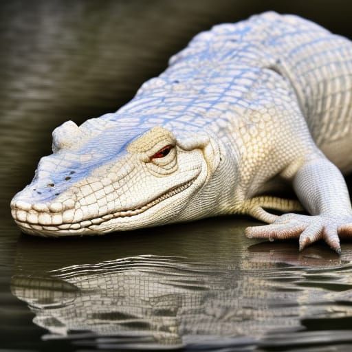Hyperrealistic Albino Alligator in High Definition