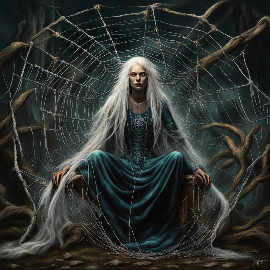 Goddess Weaves Web of Protection: Fantasy Art