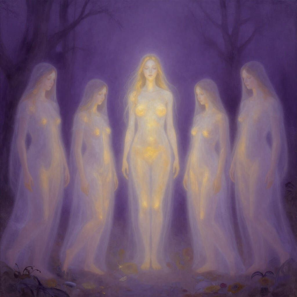 Ethereal Spirits Ascending in Surreal Dreamscape