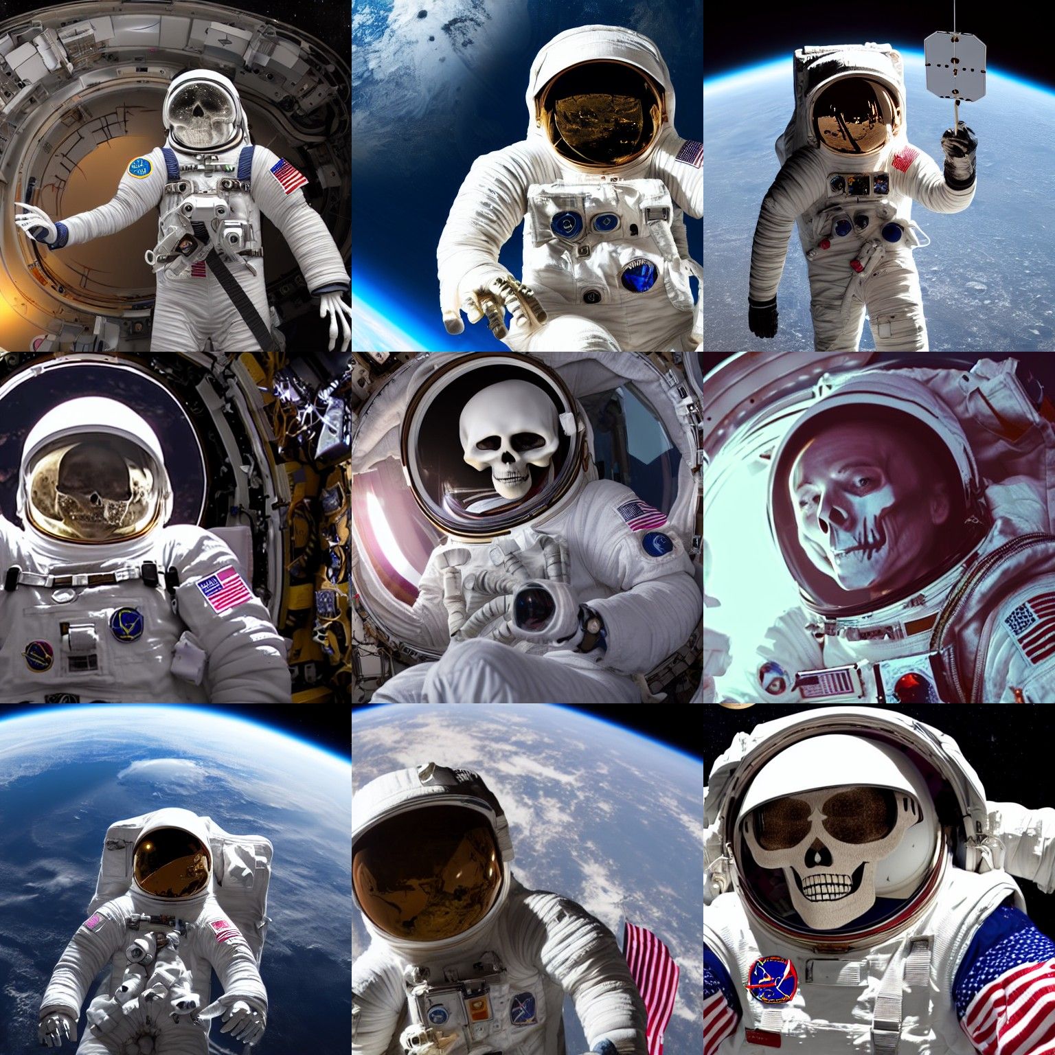 Skeleton Astronaut in Space, 8K Resolution