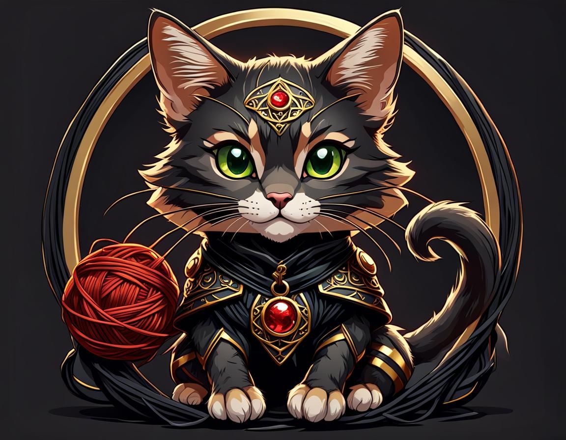 Cute Tabaxi Kitten in Art Nouveau Style
