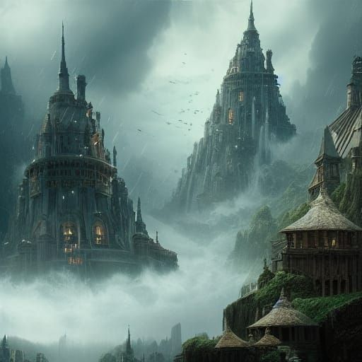 Words Flowing into Cup: Digital Matte Painting