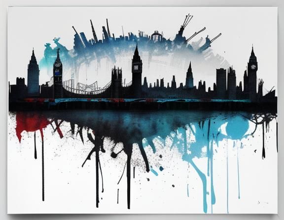 London Skyline Union Jack in Trash Polka Style