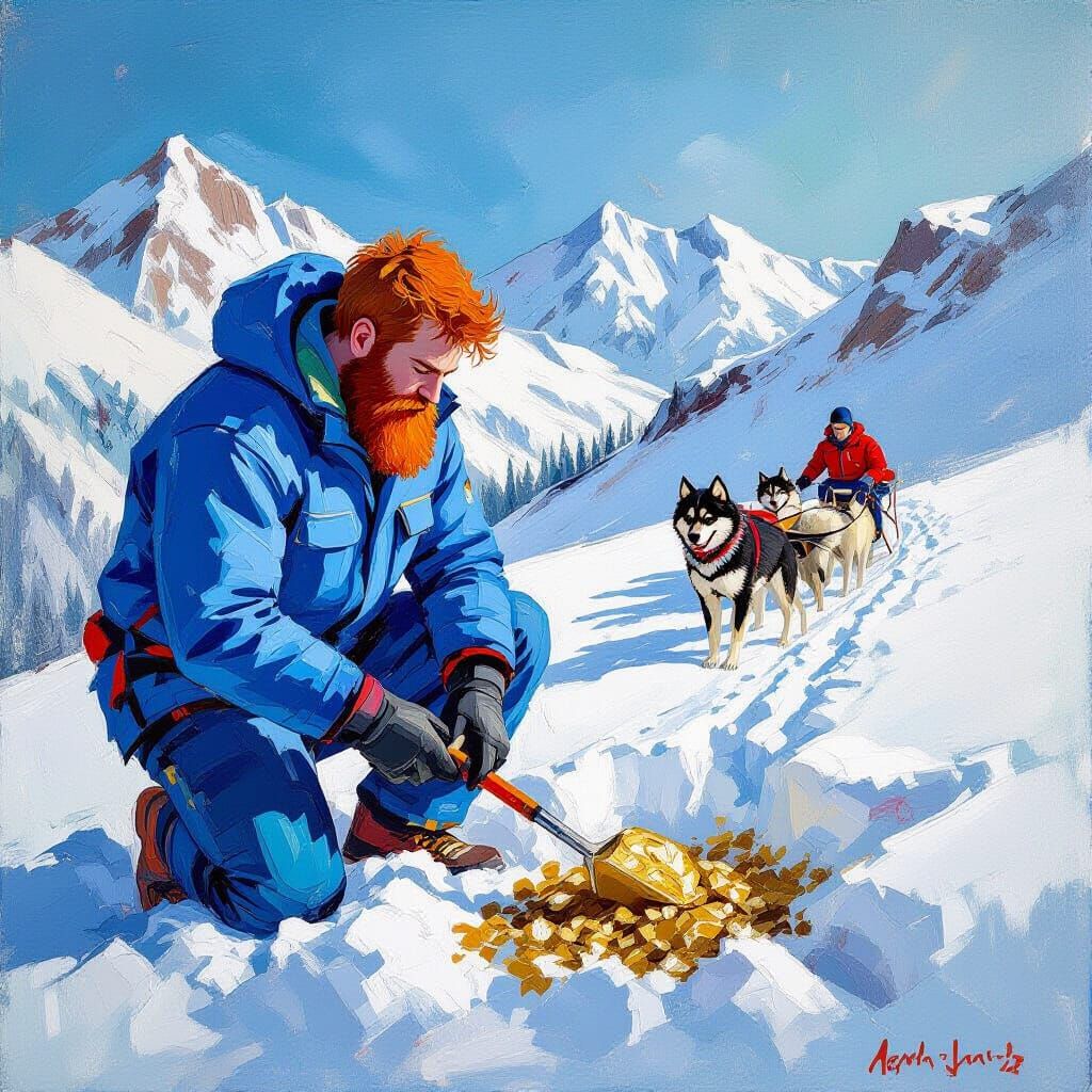 Gold Miner in Abstract Impasto Style