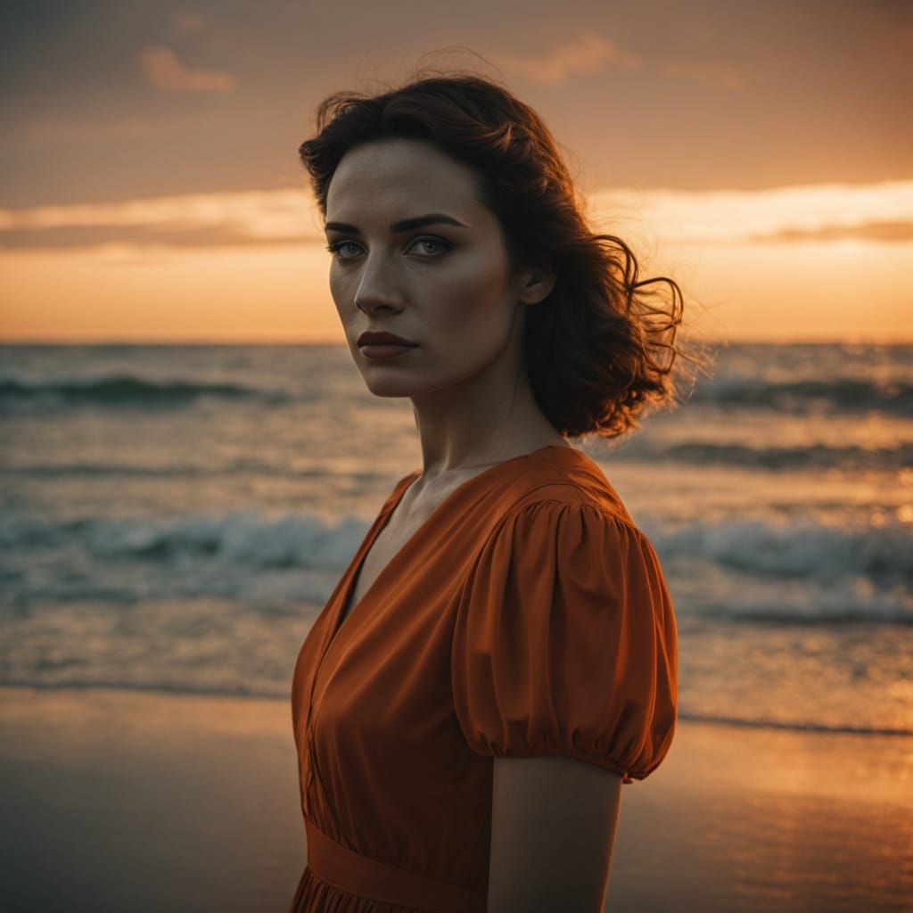 Ethereal Dawn Goddess in Cinematic Film Still