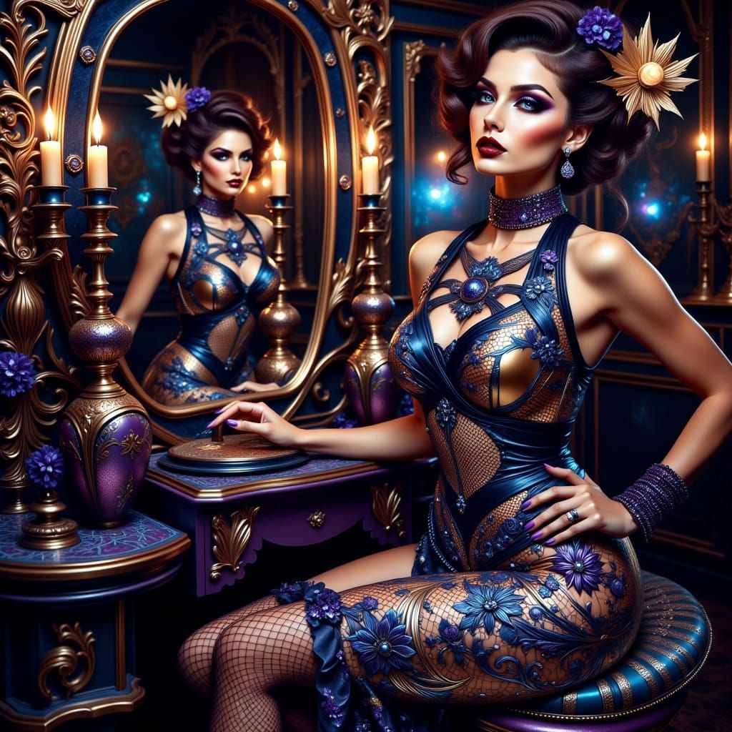 Ethereal Goddess in Lavish Purple Attire