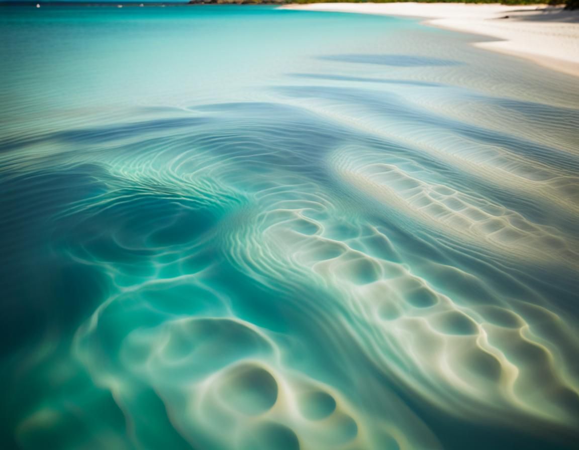 sea ​​waves imprinted their form on the sandy bottom of a tr...